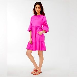 Chico’s Poplin Balloon Sleeve Dress Pink